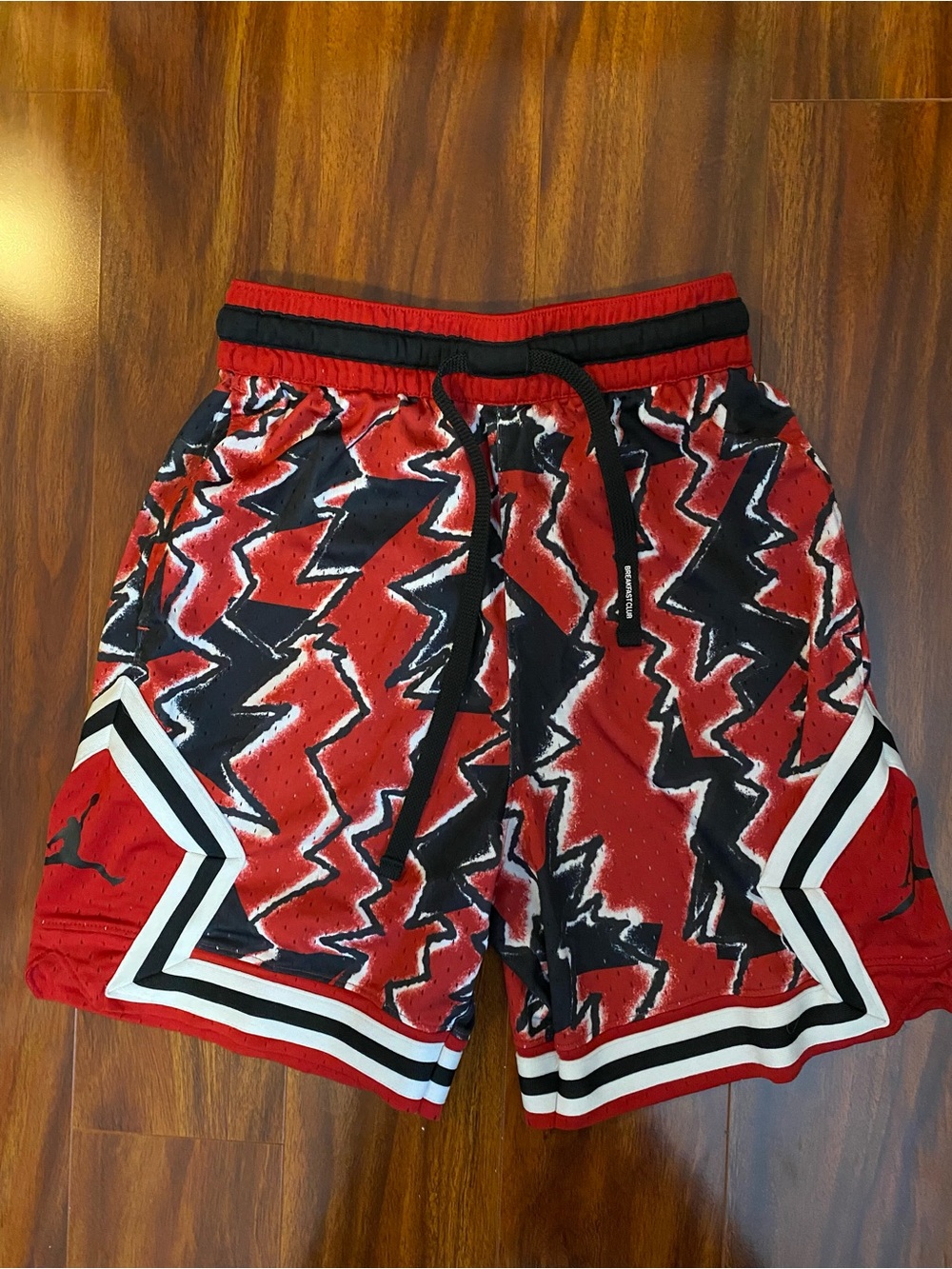 Jordan Red and Black Lightning Graphic Athletic Shorts
